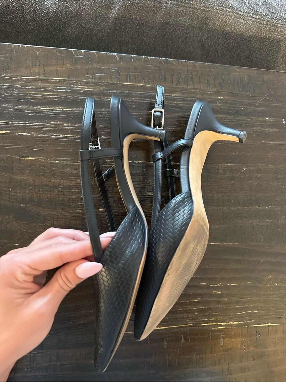 Woven Pointed-Toe Slingback Flats - Black - Picture 2 of 5